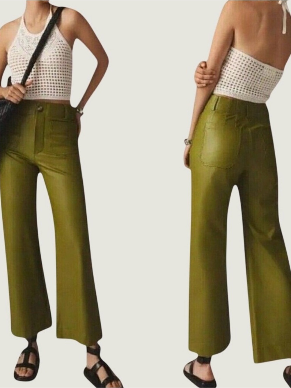 Maeve the Colette green faux leather pants